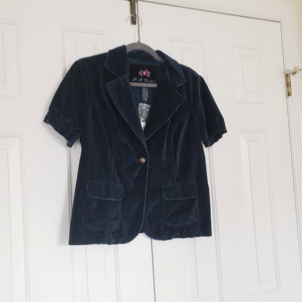 NWT BB Dakota Velvet Blazer - Size L- Jewel tone short sleeve jacket - Picture 2 of 13